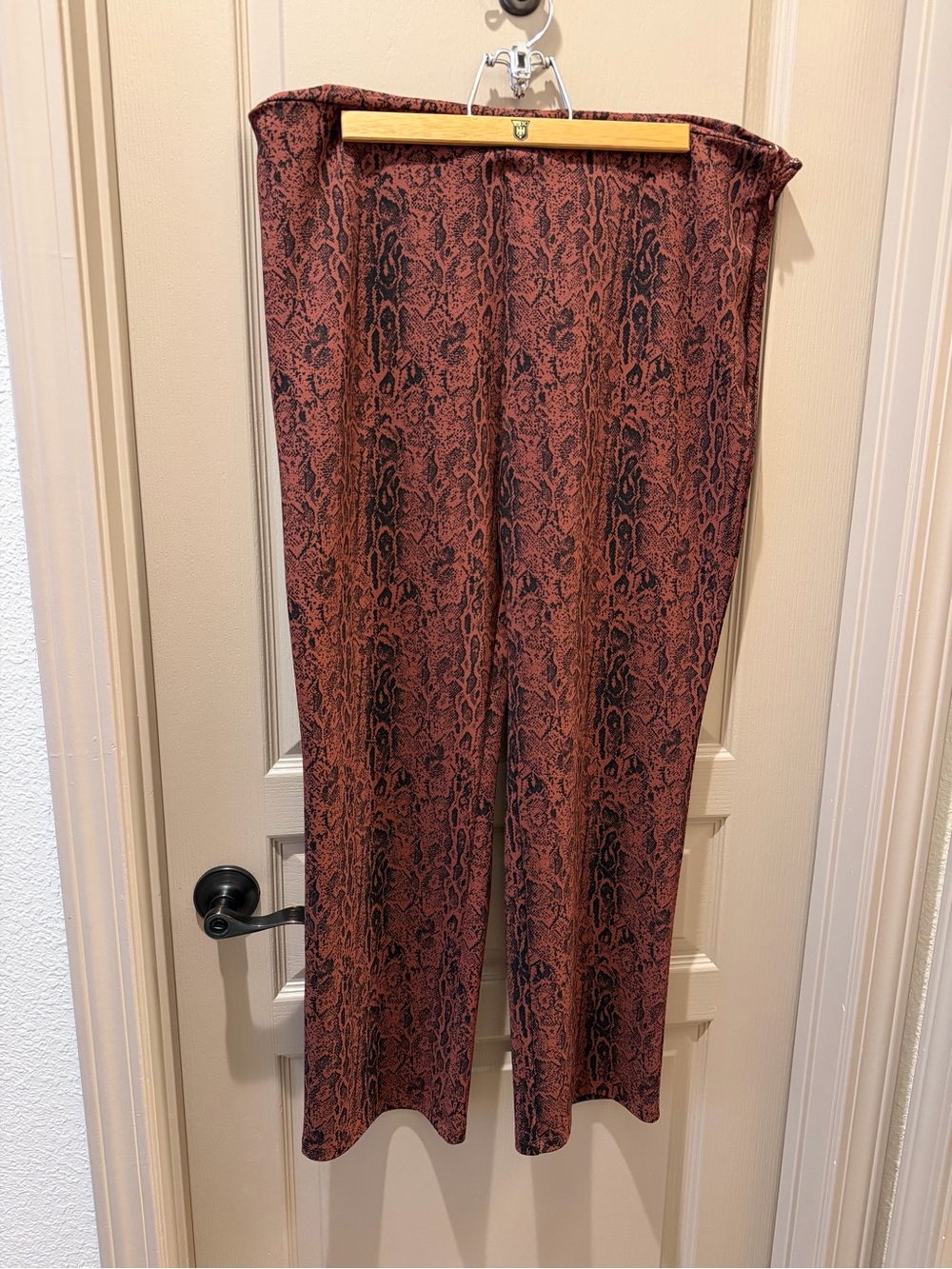 Leith Rust and Black Snake-Print Wide Leg Pants